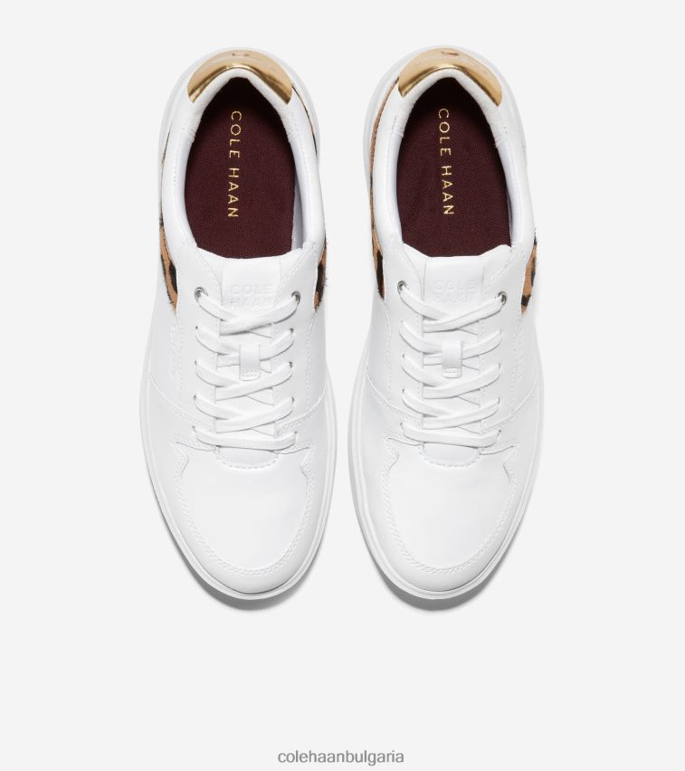Cole Haan модерен тенис маратонка за голям кроскорт Жени 84PB6Z207 бяло-оцелот печат-злато обувки