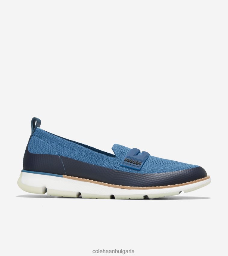 Cole Haan 4. мокасини zerogrand Жени 84PB6Z133 синьо плетиво-оптичен бял stitchlite обувки