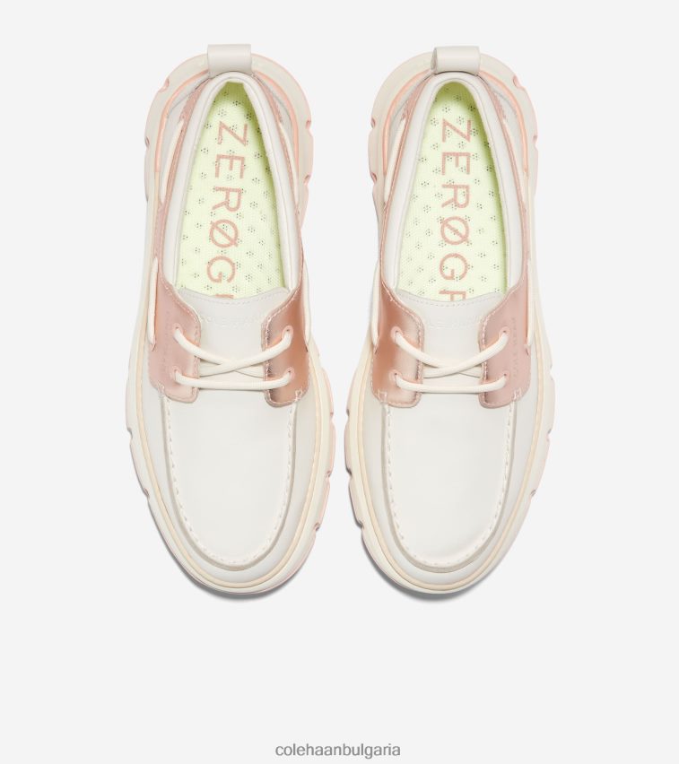 Cole Haan 4. обувка за регатна лодка zerogrand Жени 84PB6Z18 слонова кост-розова вода-металик-розов облак обувки