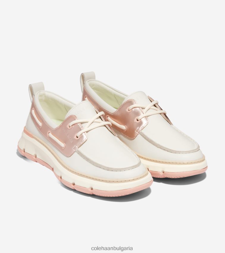 Cole Haan 4. обувка за регатна лодка zerogrand Жени 84PB6Z18 слонова кост-розова вода-металик-розов облак обувки