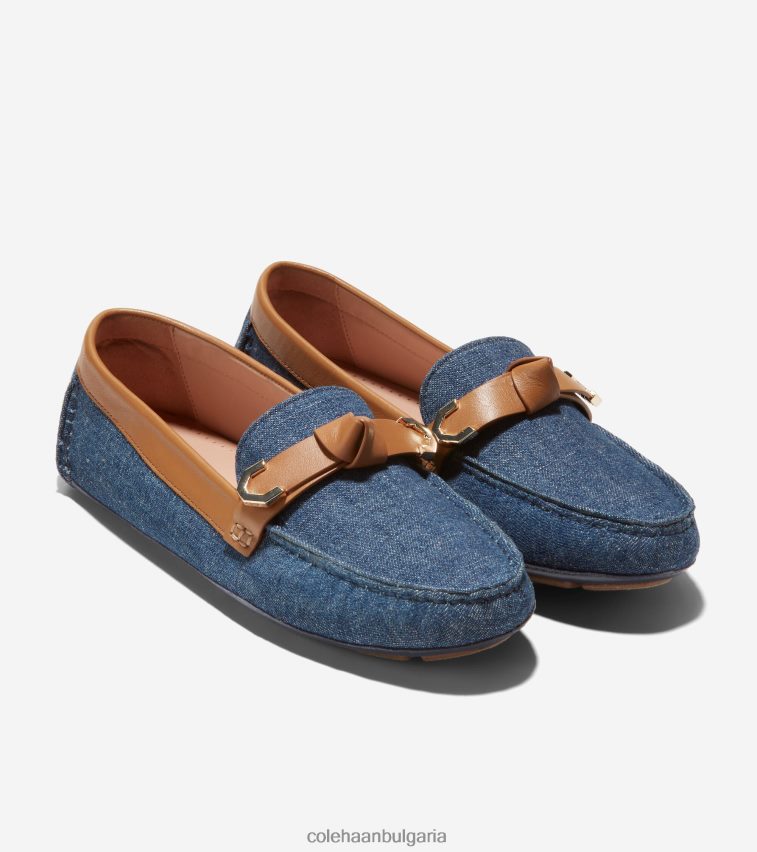 Cole Haan evelyn bow driver Жени 84PB6Z70 деним-пекан кожа обувки