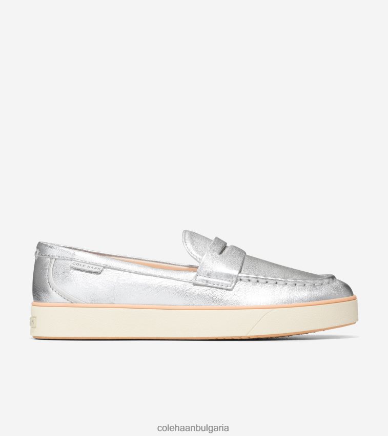 Cole Haan nantucket 2.0 пени мокасина Жени 84PB6Z94 сребрист металик-слонова кост обувки
