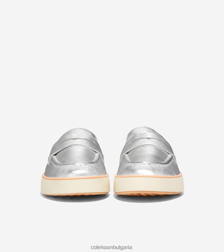 Cole Haan nantucket 2.0 пени мокасина Жени 84PB6Z94 сребрист металик-слонова кост обувки