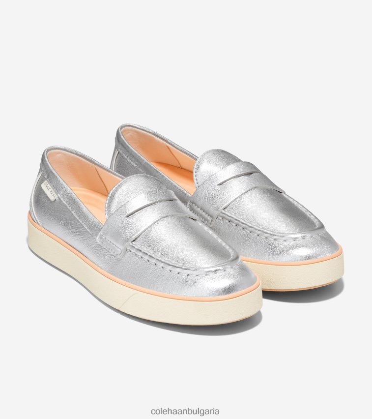 Cole Haan nantucket 2.0 пени мокасина Жени 84PB6Z94 сребрист металик-слонова кост обувки