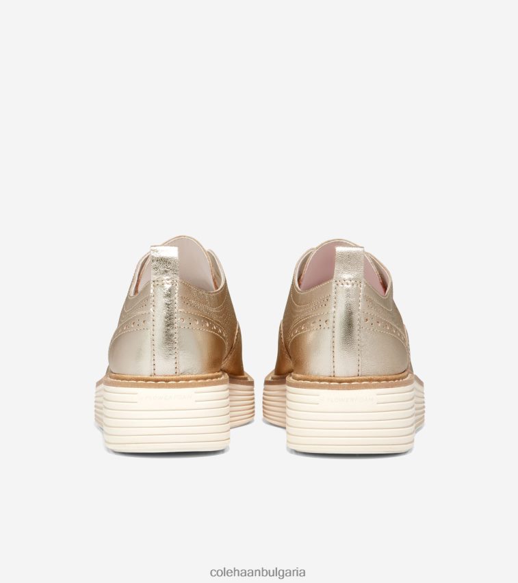Cole Haan originalgrand платформа wingtip oxford Жени 84PB6Z164 златна талка-слонова кост обувки