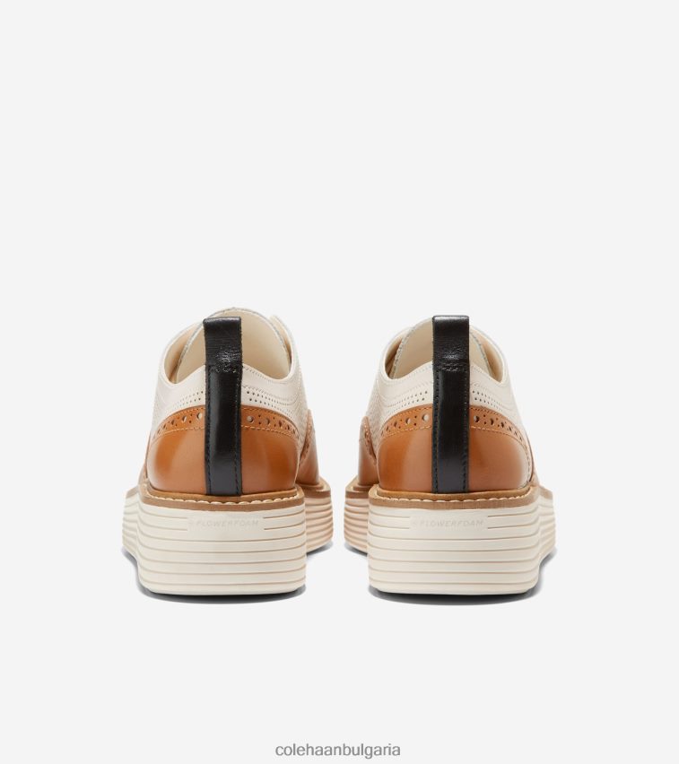 Cole Haan originalgrand платформа wingtip oxford Жени 84PB6Z165 пекан-слонова кост обувки