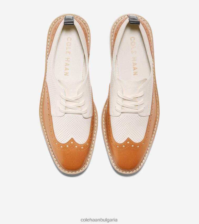 Cole Haan originalgrand платформа wingtip oxford Жени 84PB6Z165 пекан-слонова кост обувки