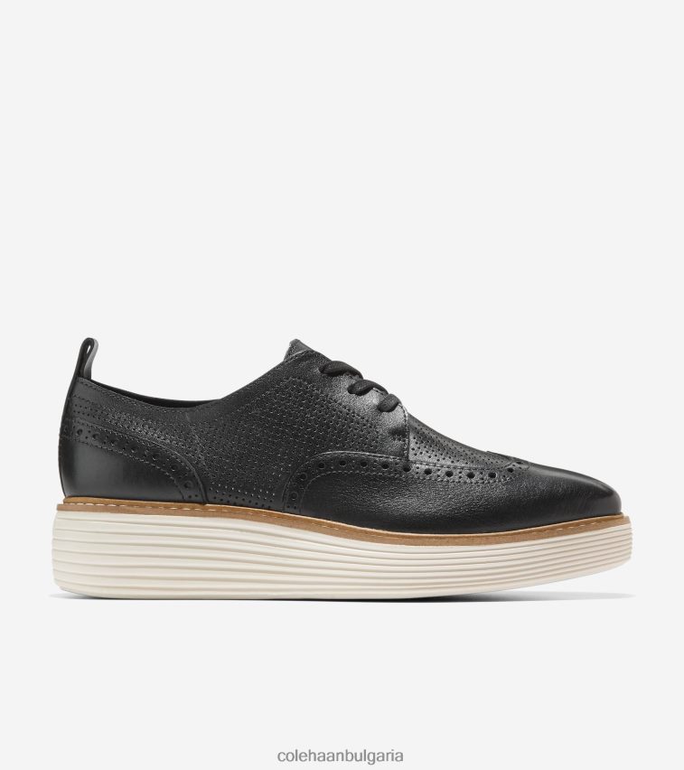 Cole Haan originalgrand платформа wingtip oxford Жени 84PB6Z166 черно-слонова кост обувки