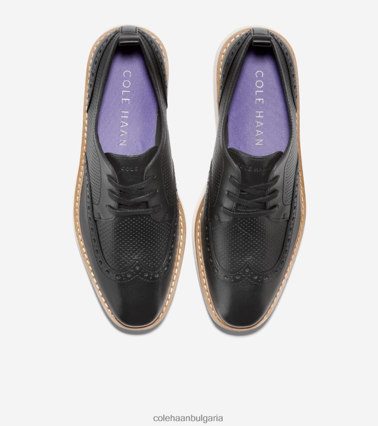 Cole Haan originalgrand платформа wingtip oxford Жени 84PB6Z166 черно-слонова кост обувки