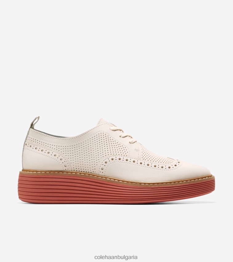 Cole Haan originalgrand платформа wingtip oxford Жени 84PB6Z167 бяла чапла-цинобър обувки