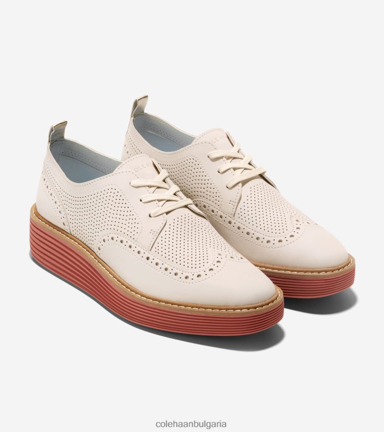 Cole Haan originalgrand платформа wingtip oxford Жени 84PB6Z167 бяла чапла-цинобър обувки
