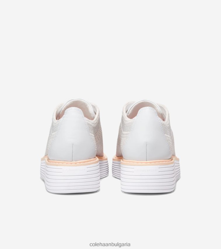 Cole Haan originalgrand платформа wingtip oxford Жени 84PB6Z215 оптичен бял метален сребрист стичлайт облак-нимбус обувки