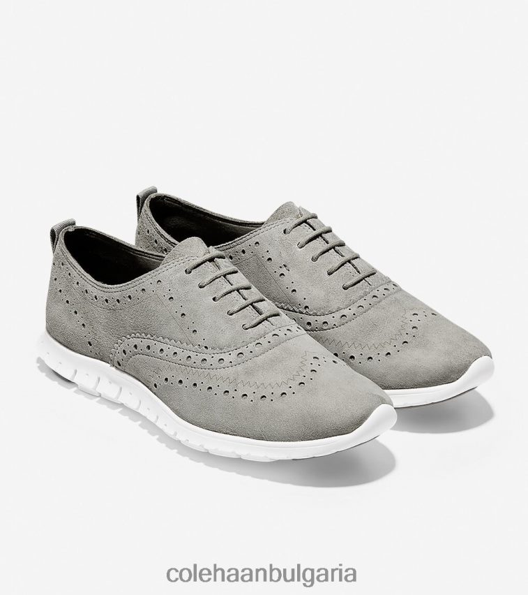 Cole Haan zerogrand wingtip oxford Жени 84PB6Z155 железен камък велур-оптичен бял обувки
