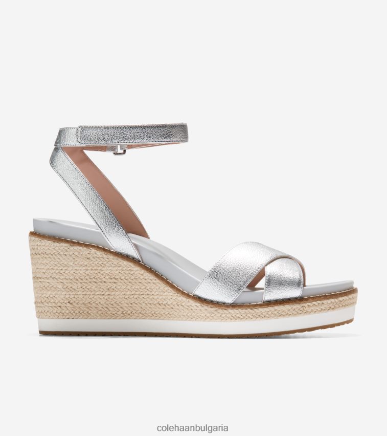 Cole Haan сандал на клин с еспадрила cloudfeel Жени 84PB6Z28 сребриста кожа обувки