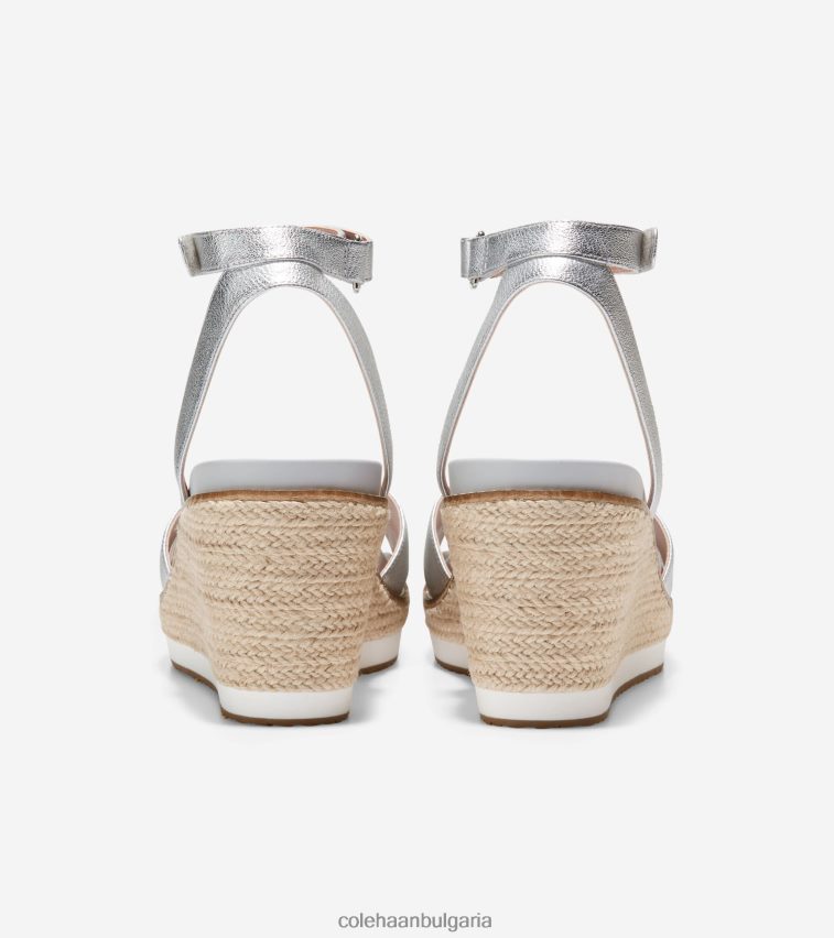 Cole Haan сандал на клин с еспадрила cloudfeel Жени 84PB6Z28 сребриста кожа обувки