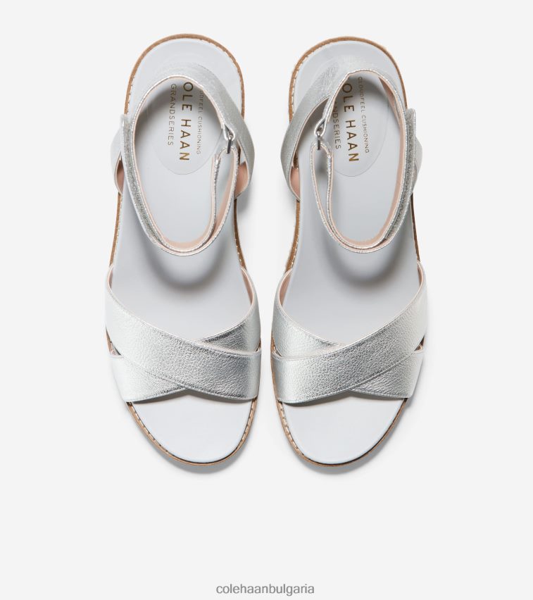 Cole Haan сандал на клин с еспадрила cloudfeel Жени 84PB6Z28 сребриста кожа обувки
