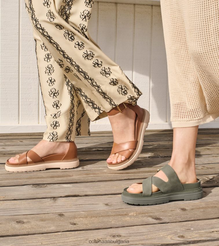 Cole Haan сандал с пързалка fraya Жени 84PB6Z1 чаени листа набук обувки