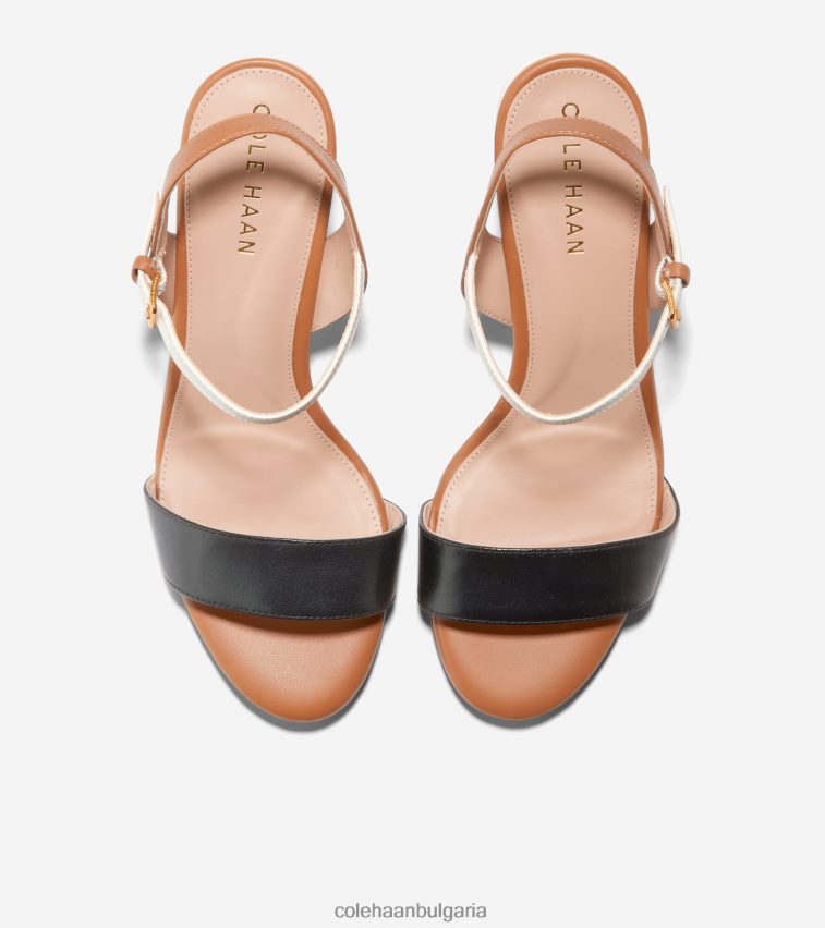 Cole Haan сандал с блокова пета josie Жени 84PB6Z75 пекан-слонова кост-черно обувки