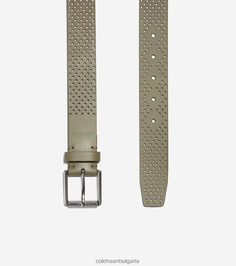 Cole Haan 35 мм перфориран колан с цветен блок мъже 84PB6Z576 маслено зелено аксесоари