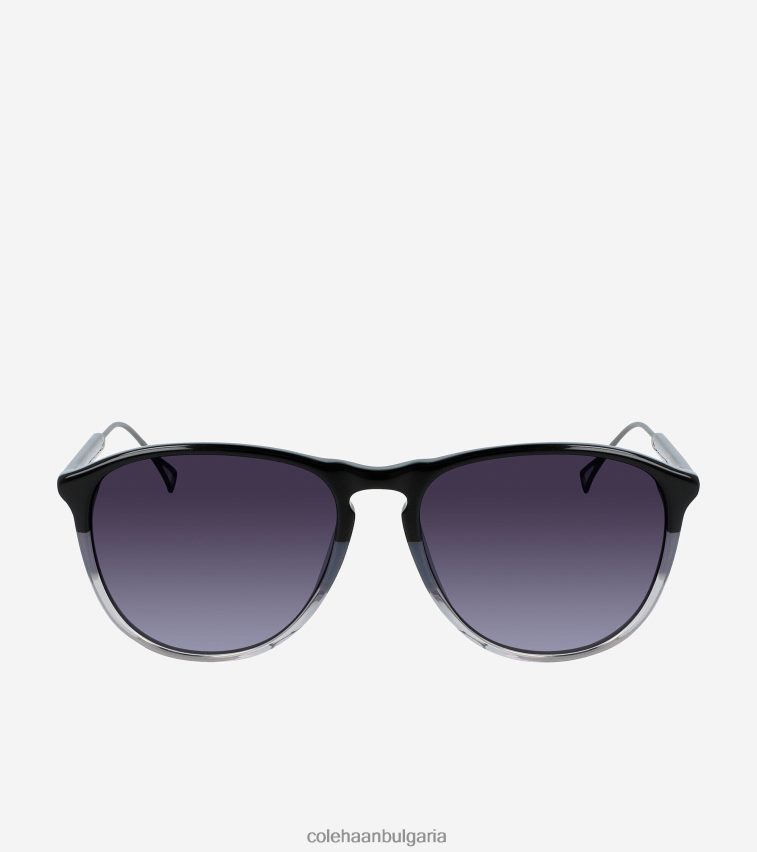 Cole Haan ретро овални слънчеви очила мъже 84PB6Z533 черен аксесоари