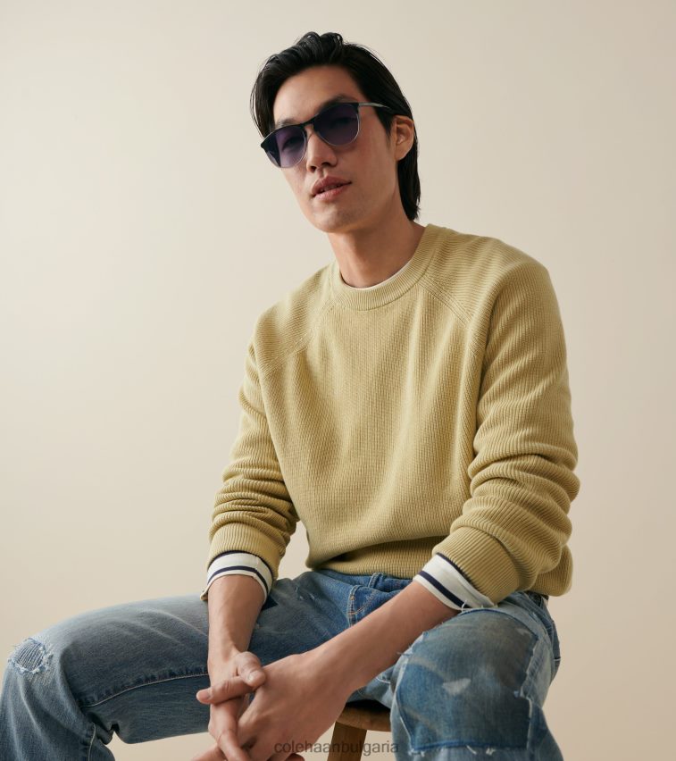 Cole Haan ретро овални слънчеви очила мъже 84PB6Z533 черен аксесоари