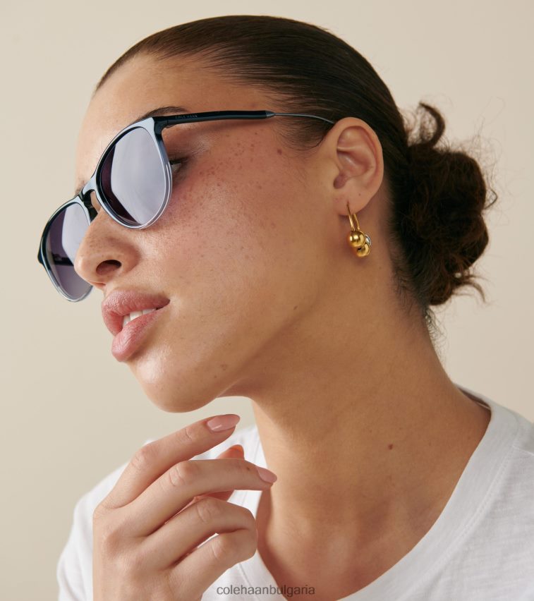 Cole Haan ретро овални слънчеви очила мъже 84PB6Z533 черен аксесоари