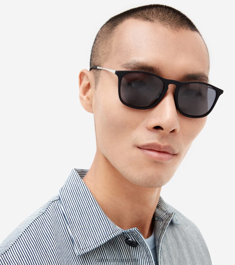 Cole Haan ретро квадратни слънчеви очила мъже 84PB6Z582 черен аксесоари