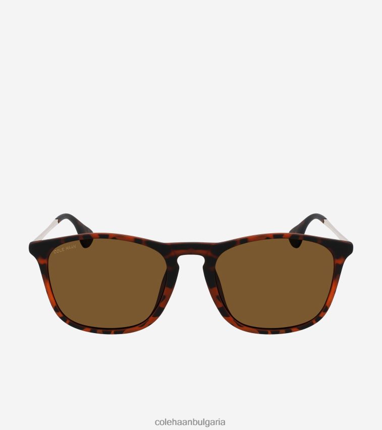 Cole Haan ретро квадратни слънчеви очила мъже 84PB6Z583 принт на костенурка аксесоари