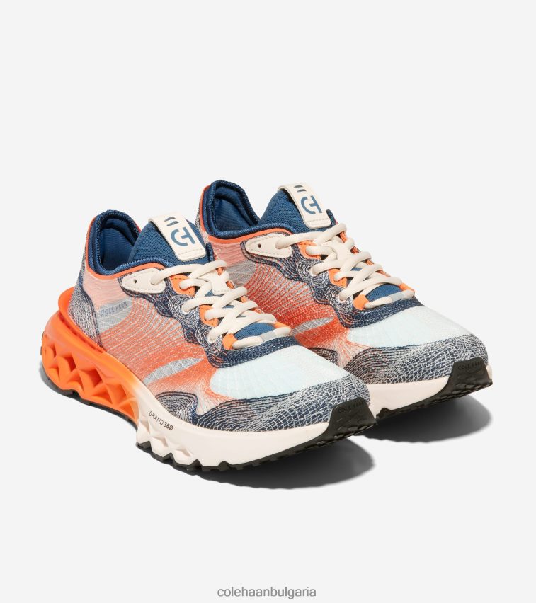 Cole Haan 5. маратонки за бягане Zerogrand embrostitch мъже 84PB6Z460 знаме синьо-нектарин-слонова кост обувки