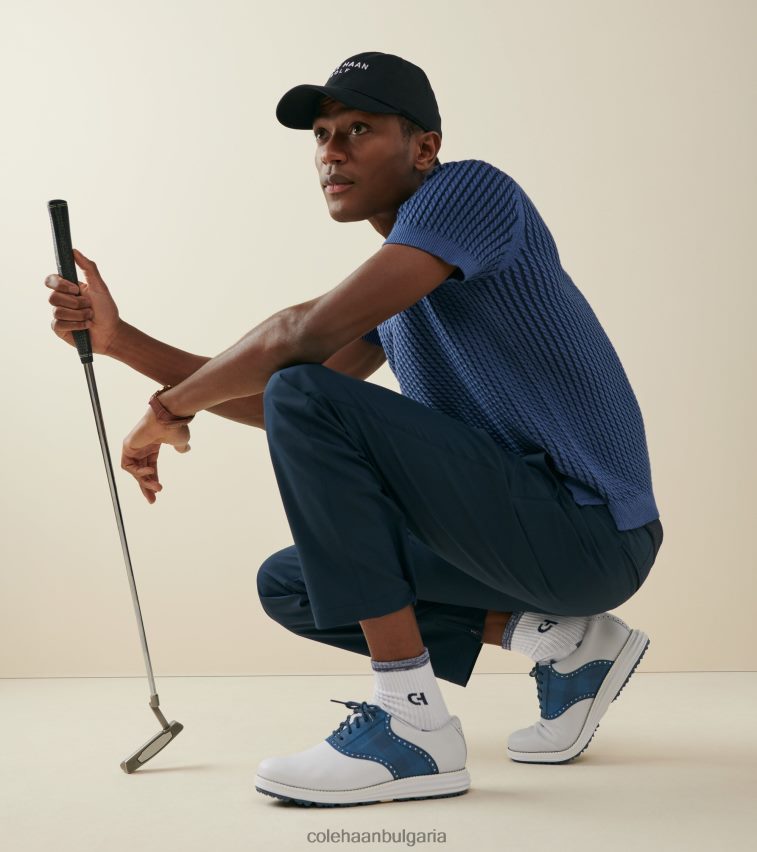 Cole Haan оригинална обувка за голф със седло мъже 84PB6Z469 оптично бяло знаме синьо-морско сако обувки