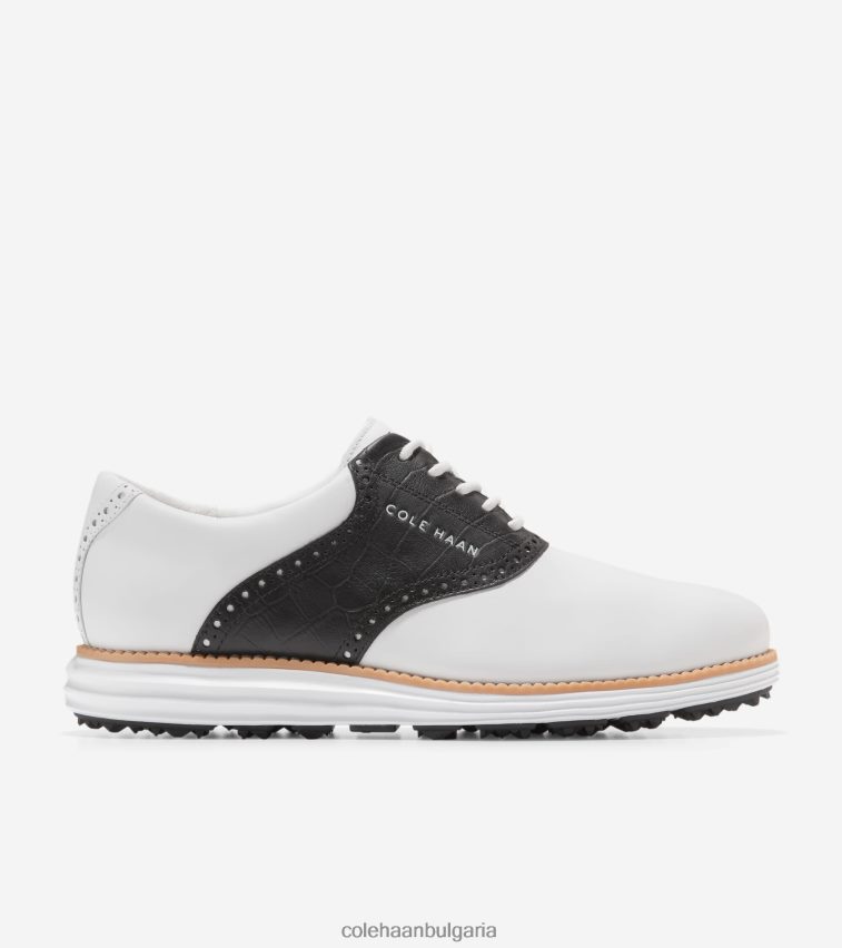 Cole Haan оригинална обувка за голф със седло мъже 84PB6Z470 бяло-черен крокодил обувки