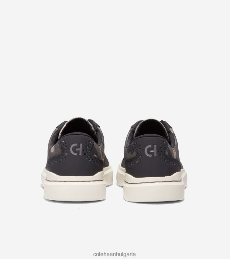 Cole Haan grandpro rally платнени маратонки с t-toe мъже 84PB6Z347 черно-тъмен тротоар camo обувки