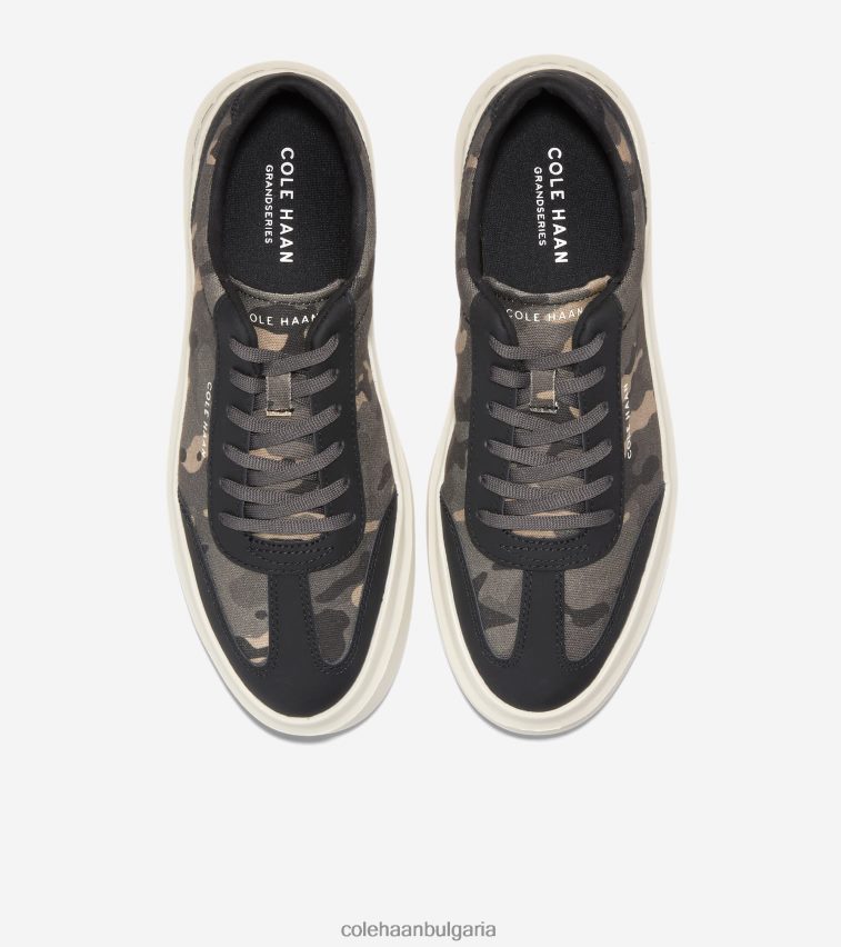Cole Haan grandpro rally платнени маратонки с t-toe мъже 84PB6Z347 черно-тъмен тротоар camo обувки
