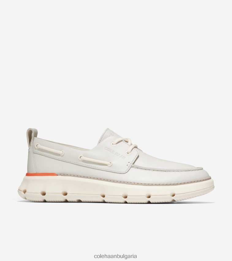 Cole Haan 4. обувка за регатна лодка zerogrand мъже 84PB6Z254 сребърна бреза-слонова кост-червено оранжево обувки