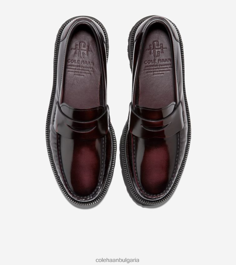Cole Haan американски класически пени мокасини мъже 84PB6Z376 дълбоко бордо-черно обувки