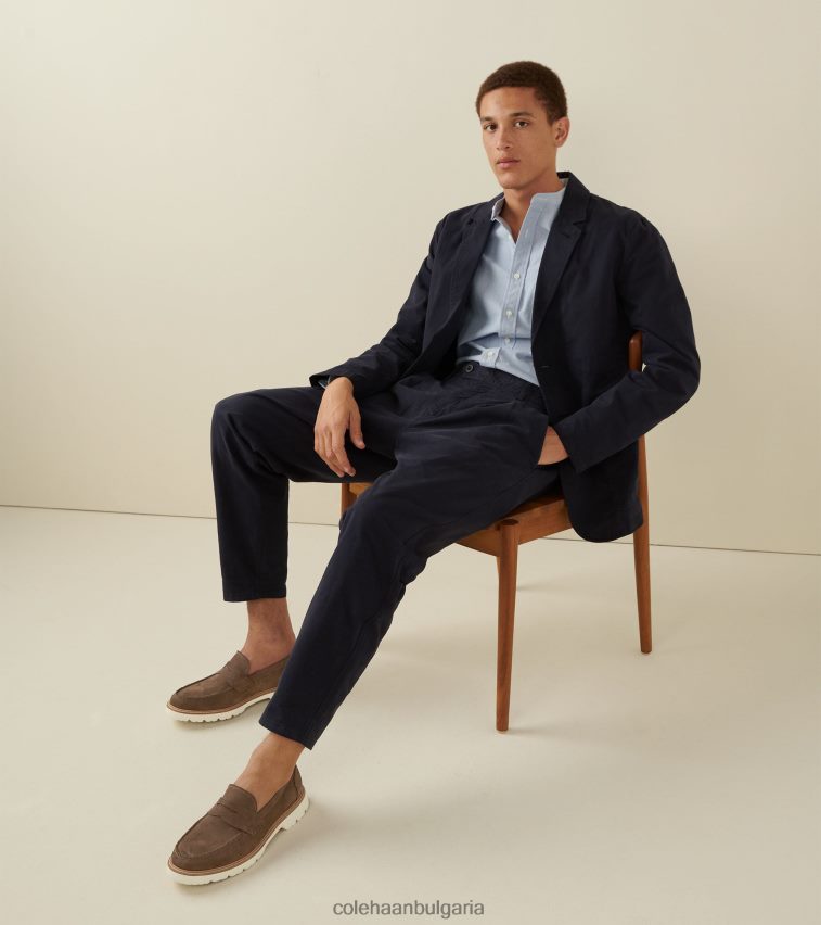 Cole Haan американски класически пени мокасини мъже 84PB6Z377 трюфел набук-чапла обувки