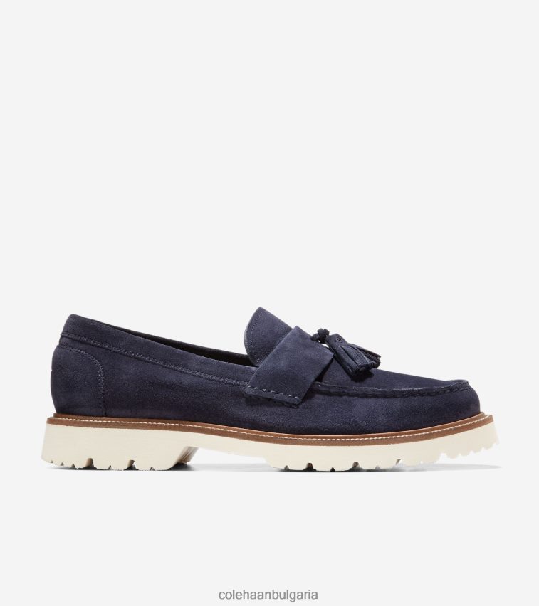 Cole Haan американски класически мокасини с пискюли мъже 84PB6Z451 тъмносин блейзър-чапла обувки