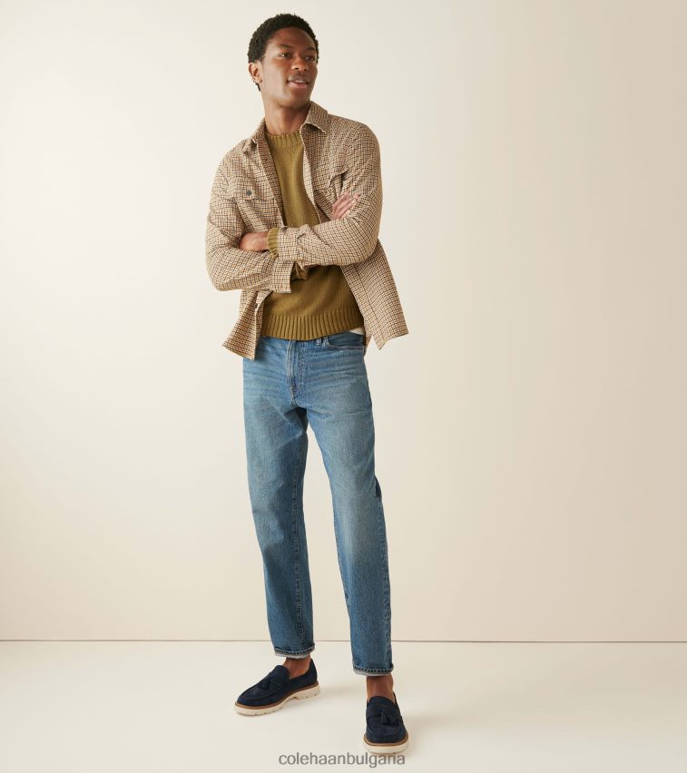 Cole Haan американски класически мокасини с пискюли мъже 84PB6Z451 тъмносин блейзър-чапла обувки