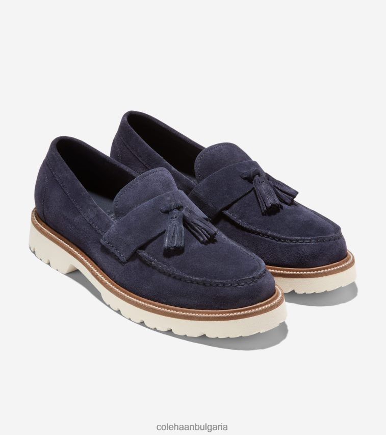 Cole Haan американски класически мокасини с пискюли мъже 84PB6Z451 тъмносин блейзър-чапла обувки