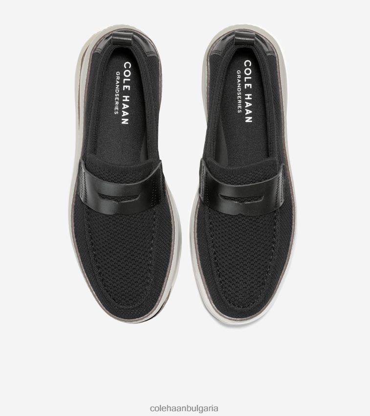 Cole Haan grandpro topspin пени мокасини мъже 84PB6Z321 черно-сребриста бреза стичлит обувки