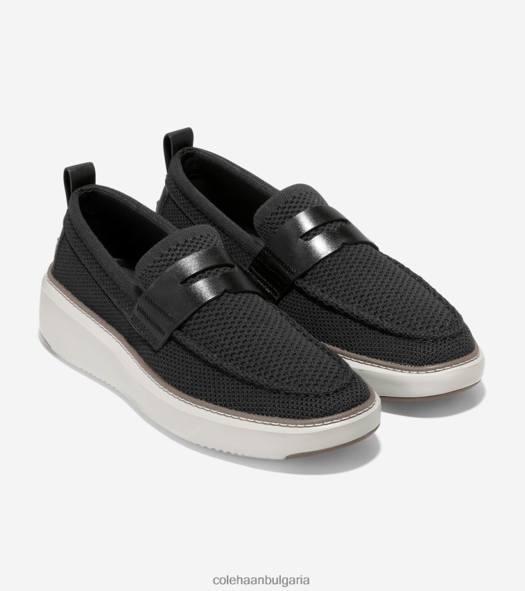 Cole Haan grandpro topspin пени мокасини мъже 84PB6Z321 черно-сребриста бреза стичлит обувки