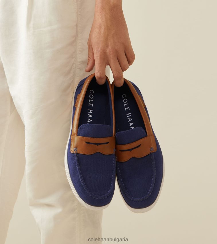 Cole Haan nantucket penny loafer мъже 84PB6Z352 тъмносин текстил-тен обувки