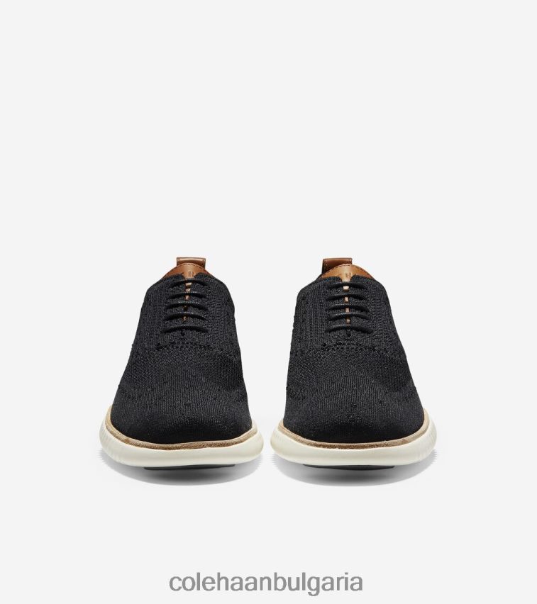 Cole Haan 2.zerogrand wingtip oxford мъже 84PB6Z275 черен стичлит-слонова кост обувки