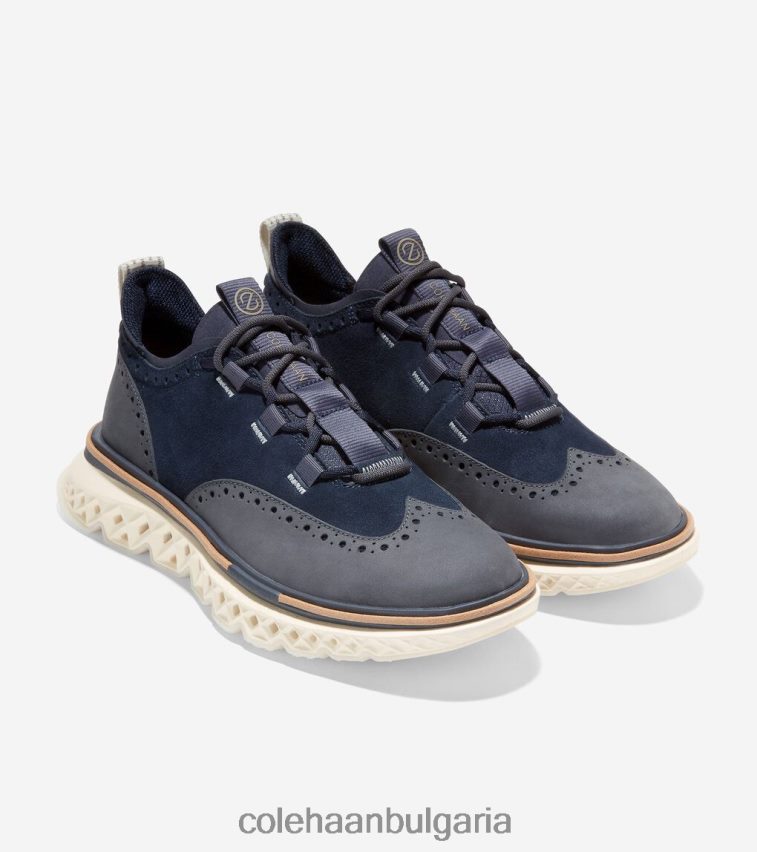 Cole Haan 5.zerogrand wingtip oxford мъже 84PB6Z300 тъмносиньо сако-слонова кост обувки