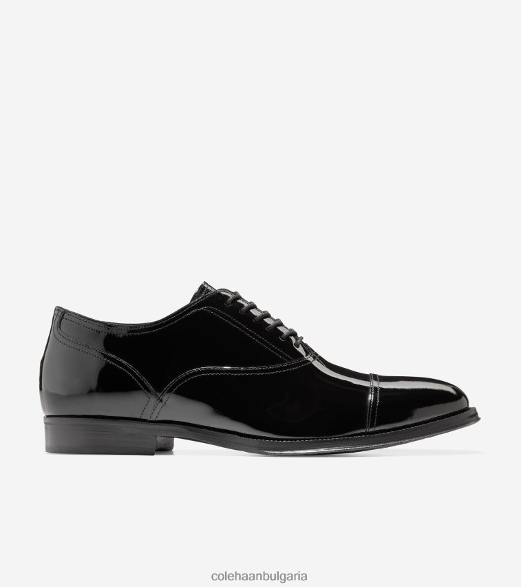 Cole Haan модерна класическа шапка с пръсти Оксфорд мъже 84PB6Z402 черен патент обувки