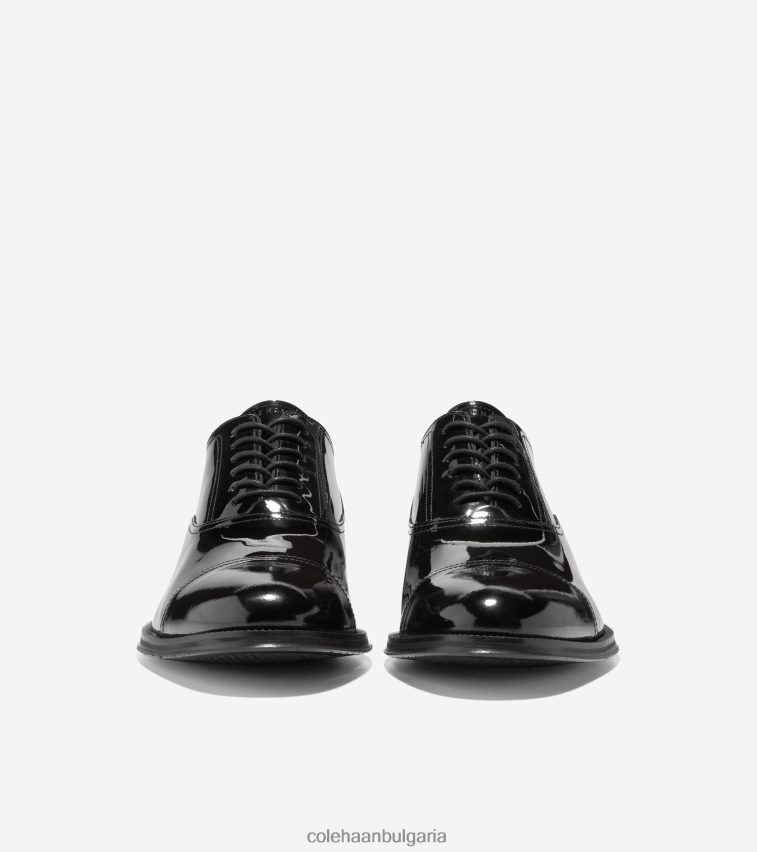 Cole Haan модерна класическа шапка с пръсти Оксфорд мъже 84PB6Z402 черен патент обувки