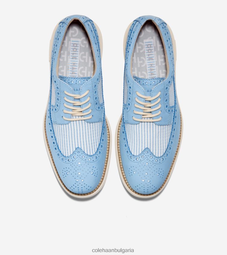 Cole Haan originalgrand remastered longwing oxford мъже 84PB6Z288 син звънец seersucker обувки