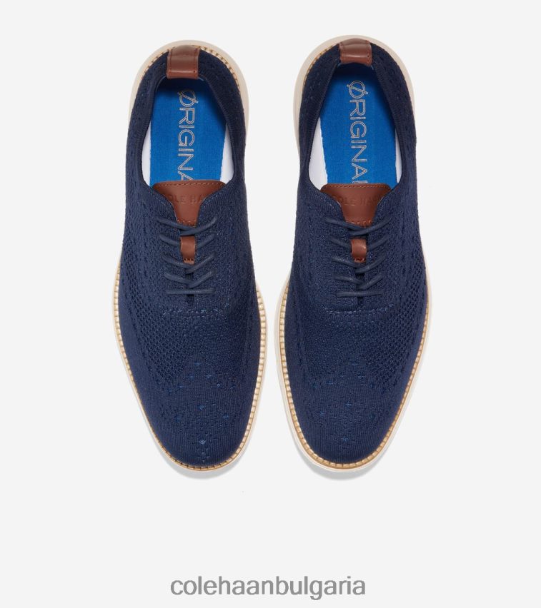 Cole Haan originalgrand wingtip oxford мъже 84PB6Z391 военноморски стичлайт-слонова кост обувки