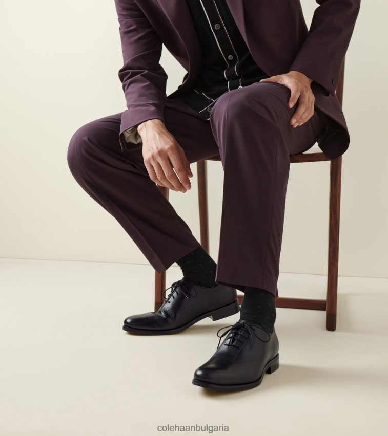 Cole Haan washington grand laser wingtip oxford мъже 84PB6Z419 Черна кожа обувки