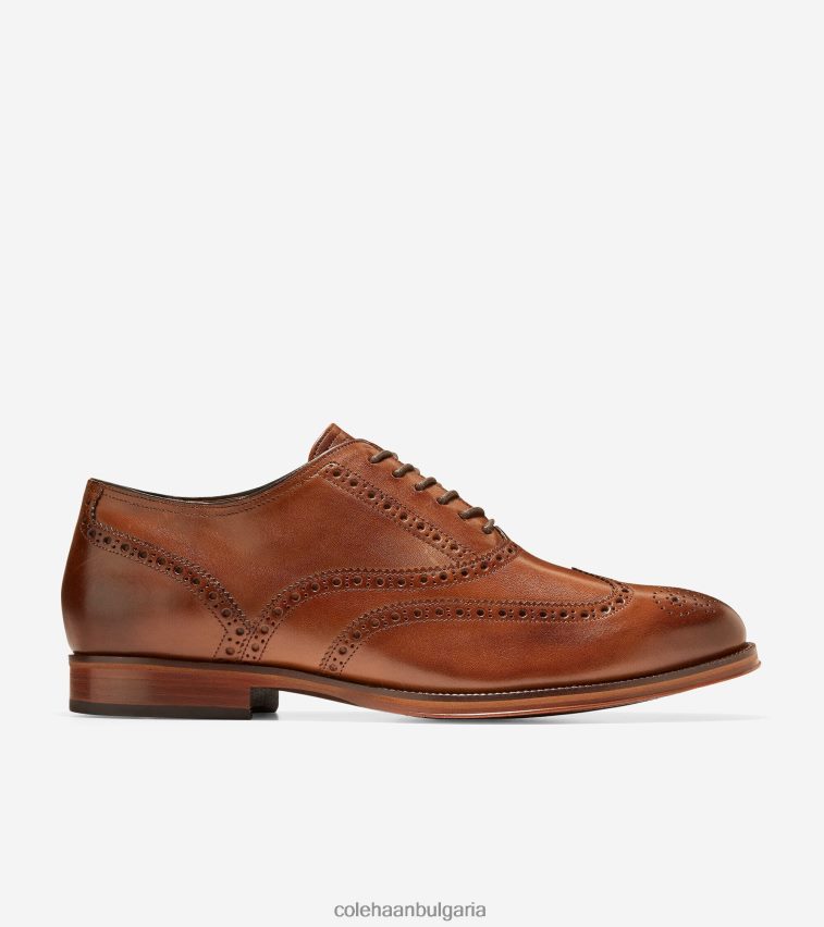 Cole Haan модерен класически wingtip oxford мъже 84PB6Z431 британски тен обувки